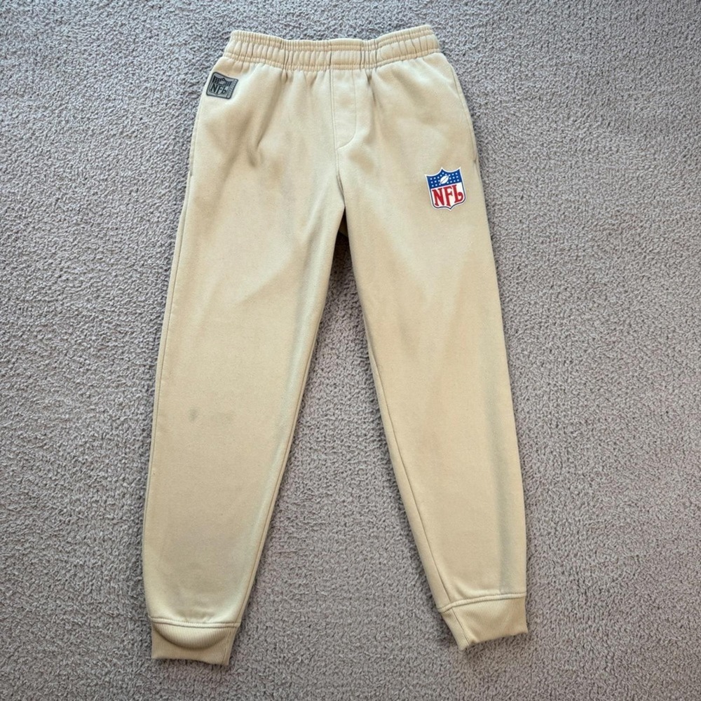 NFL Youth Joggers Tan Fleece Sweatpants Kids Size 10-12 Shield Logo 3796